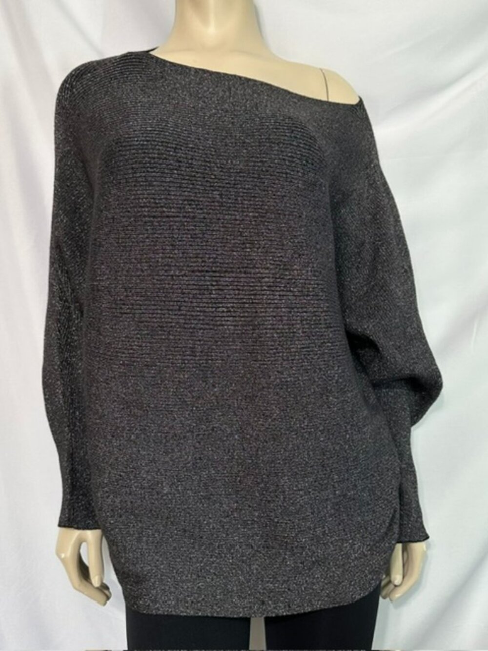 Philosophy charcoal gray off-the-shoulder metallic knit sweater Size 1X